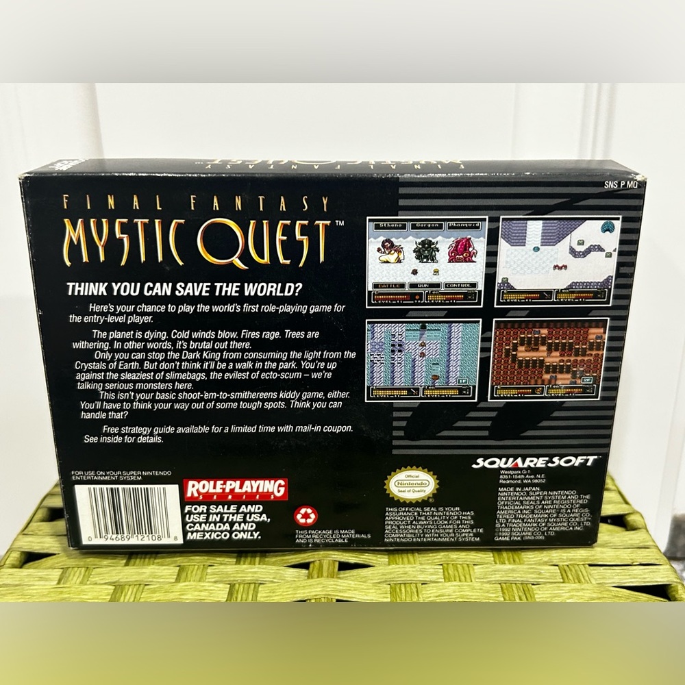 Final Fantasy Mystic Quest SNES Complete in Box CIB w/ Manual Authentic - Picture 7 of 10